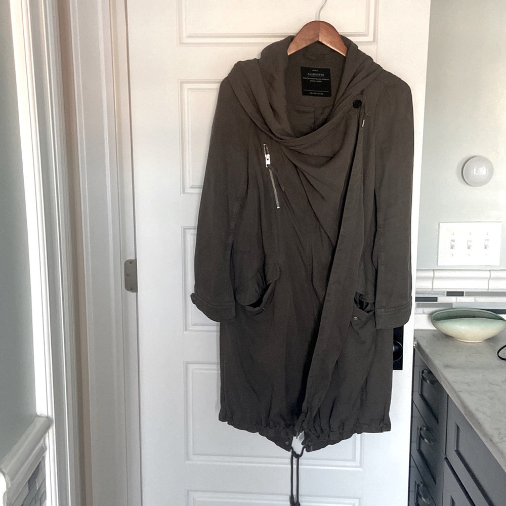 All Saints Draped Thigh-Length Utility Coat